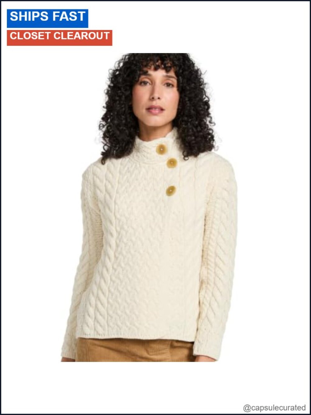 Merino Wool Asymmetrical Cable Knit Cardigan Made in Ireland